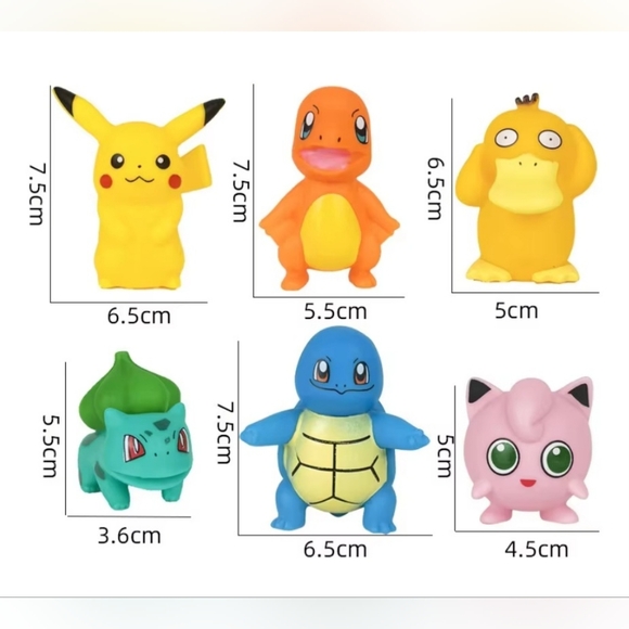 Complete Set of 6 Pokemon Hard Rubber Toy Figures Cake Toppers Stocking Stuffers - Picture 11 of 11